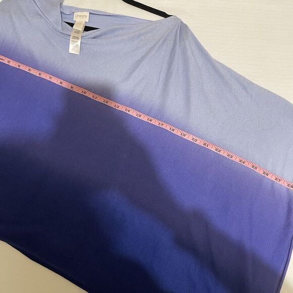 Chicos Olena Ombre Poncho Blue One Size Buttons Lightweight Travel Vacation - Picture 5 of 8